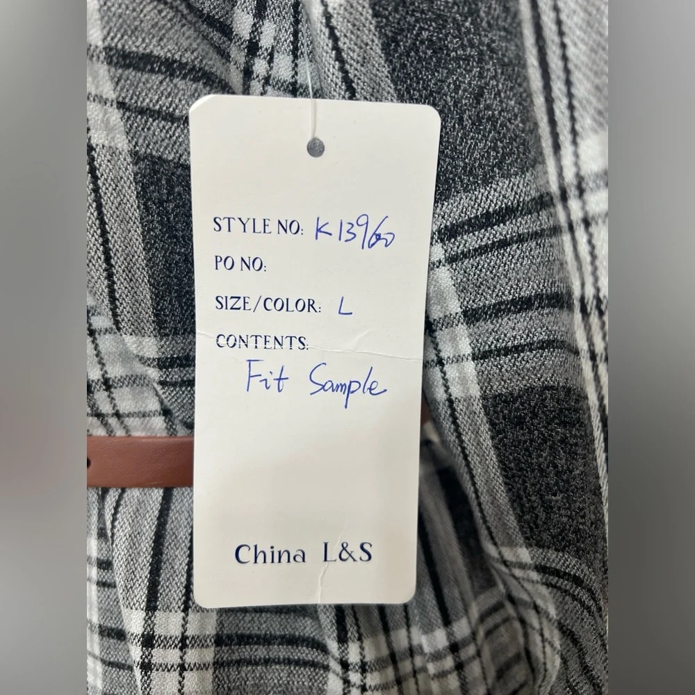Plaid Button-Up Dress with Belt